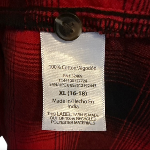 Time & Tru Red Black Plaid Flannel Tiered Dress-Size XL - Picture 7 of 8